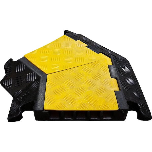 Electriduct Cable Protector 45 Deg Left Turn, 5 Channel, Rubber, Black, Yellow CP-RPS-EZ-5X-115-LT - main